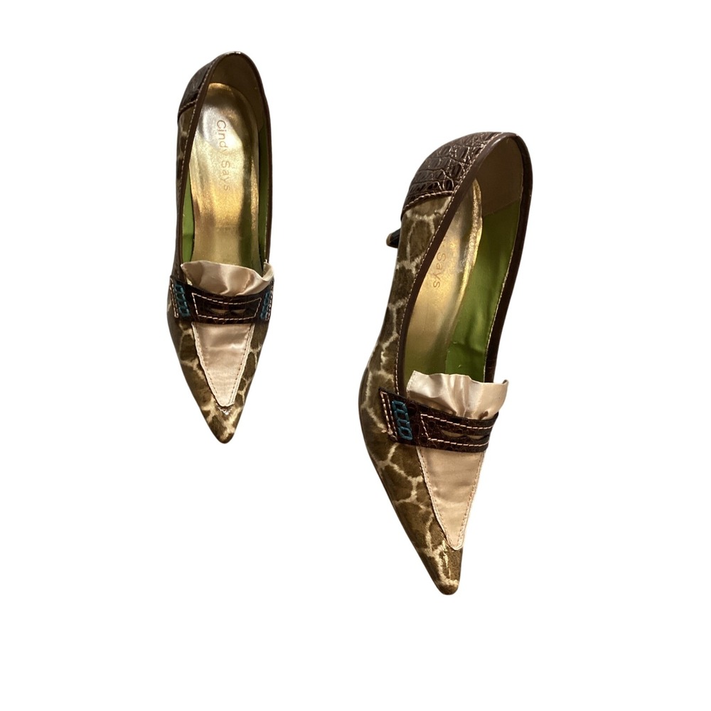 Cindy Says Women's Giraffe Print Pointed Toe Heels Stiletto Shoes‎